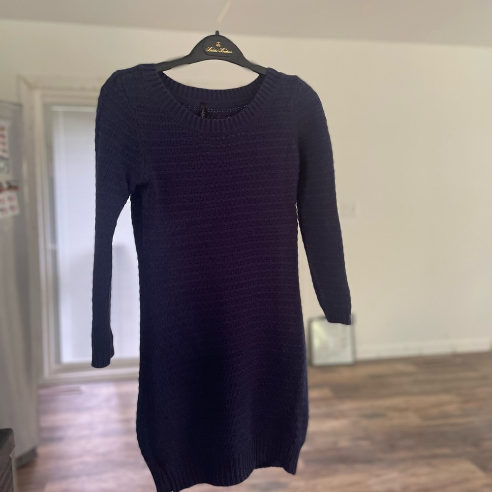 RVCA navy blue Long Sleeve Crew Neck Sweater Dress